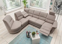 Ecksofa >Ludwigshafen< in 1214 Toro dunkelgrau, Mikrofaser - 236x113x275 (BxHxT)