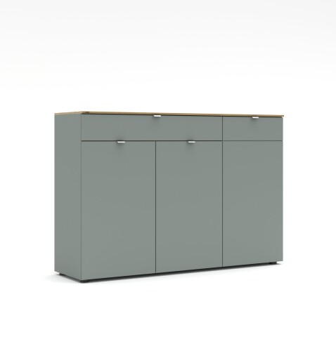 Sideboard >Bari< in Schilf grün, Spannplatte, MDF - 150x101x41cm (BxHxT)