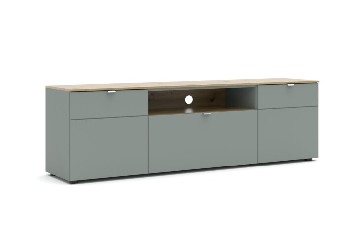Lowboard >Bari< in Schilf grün, Spannplatte, MDF - 180x55x41cm (BxHxT)
