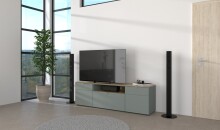Lowboard >Bari< in Schilf grün, Spannplatte, MDF - 180x55x41cm (BxHxT)