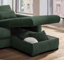 Polsterecke >Felicia< in moosgrün , Cord - 302x89x188cm (BxHxT)