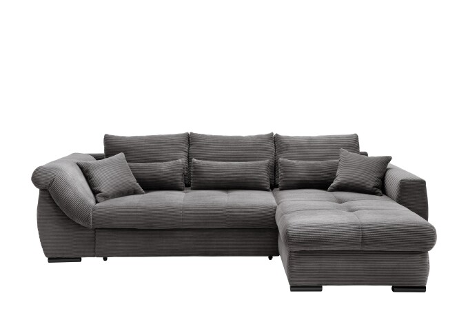 Polsterecke >Felicia< in grau, Cord - 302x89x188cm (BxHxT)