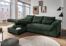 Polsterecke >Felicia< in moosgrün, Cord - 302x89x188cm (BxHxT)