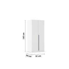 Drehtürenschrank >Alba< 2 Schübe, 1 Boden, 1 Stange, Farbe alpinweiß - 91x197x54 (BxHxT)