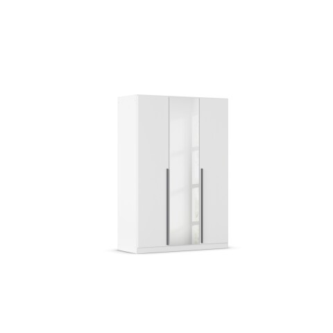 Drehtürenschrank >Alba< 2 Böden, 2 Schübe, 2 Stangen, Spiegel / alpinweiß - 136x197x54 (BxHxT)