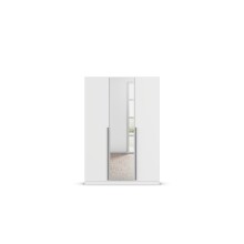 Drehtürenschrank >Alba< 2 Böden, 2 Schübe, 2 Stangen, Spiegel / alpinweiß - 136x197x54 (BxHxT)
