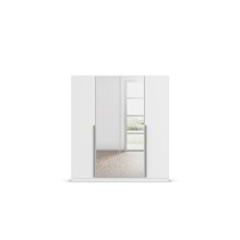 Drehtürenschrank >Alba< inkl. Inneneinteilung, alpinweiß / Spiegel - 181x197x54 (BxHxT)