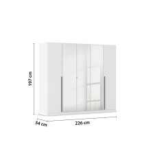 Drehtürenschrank >Alba< in alpinweiß / Spiegel - 226x197x54 (BxHxT)