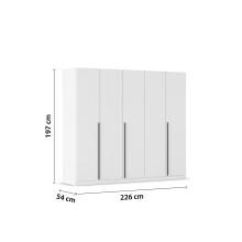 Drehtürenschrank >Alba< in alpinweiß, Holzwerkstoff - 226x197x54cm (BxHxT)