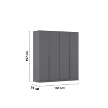 Drehtürenschrank >Alba< inkl. Inneneinteilung, grau metallic - 181x197x54cm (BxHxT)