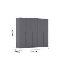 Drehtürenschrank >Alba< inkl. Inneneinteilung, grau metallic - 226x197x54cm (BxHxT)