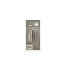 Drehtürenschrank >Alba< inkl. 2 Schubladen, grau metallic / Spiegel - 91x197x54 (BxHxT)