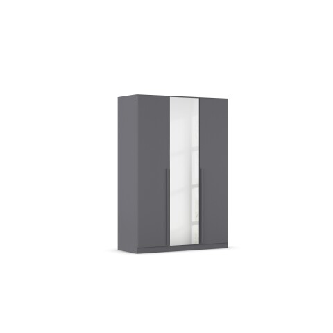 Drehtürenschrank >Alba< inkl. Schubladen, Spiegel / grau metallic - 136x197x54 (BxHxT)