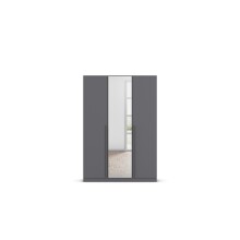 Drehtürenschrank >Alba< inkl. Schubladen, Spiegel / grau metallic - 136x197x54 (BxHxT)