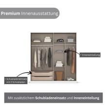 Drehtürenschrank >Alba< inkl. Inneneinteilung, grau metallic / Spiegel - 181x197x54 (BxHxT)