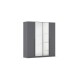 Drehtürenschrank >Alba< inkl. Inneneinteilung, grau metallic / Spiegel - 181x197x54 (BxHxT)