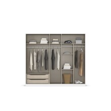 Drehtürenschrank >Alba< inkl. Inneneinteilung, grau metallic / Spiegel - 226x197x54 (BxHxT)