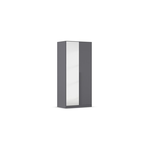 Drehtürenschrank >Alba< in grau metallic / Spiegel - 91x197x56 (BxHxT)