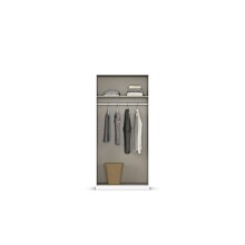Drehtürenschrank >Alba< in grau metallic / Spiegel - 91x197x56 (BxHxT)
