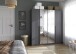 Drehtürenschrank >Alba< in grau metallic / Spiegel - 181x197x56 (BxHxT)