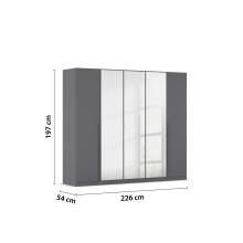Drehtürenschrank >Alba< in grau metallic / Spiegel - 226x197x54 (BxHxT)