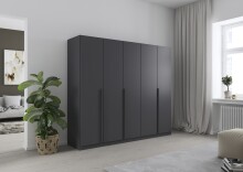 Drehtürenschrank >Alba< in grau metallic, Holzwerkstoff - 226x197x54cm (BxHxT)