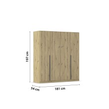 Drehtürenschrank >Alba< inkl. Schubladen, Eiche Artisan Dekor - 181x197x54 (BxHxT)