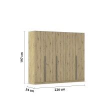 Drehtürenschrank >Alba< inkl. Inneneinteilung, Eiche Artisan Dekor - 226x197x54 (BxHxT)