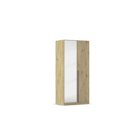 Drehtürenschrank >Alba< inkl. Schubladen, Eiche Artisan Dekor / Spiegel - 91x197x54 (BxHxT)