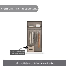 Drehtürenschrank >Alba< inkl. Schubladen, Eiche Artisan Dekor / Spiegel - 91x197x54 (BxHxT)