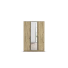 Drehtürenschrank >Alba< inkl. Schubladen, Spiegel / Eiche Artisan Dekor - 136x197x54 (BxHxT)