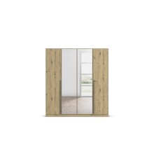 Drehtürenschrank >Alba< inkl. Einteilung, Eiche Artisan Dekor / Spiegel - 181x197x54 (BxHxT)