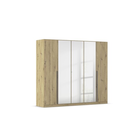 Drehtürenschrank >Alba< inkl. Einteilung, Eiche Artisan Dekor / Spiegel - 226x197x54 (BxHxT)
