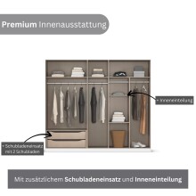 Drehtürenschrank >Alba< inkl. Einteilung, Eiche Artisan Dekor / Spiegel - 226x197x54 (BxHxT)