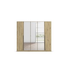 Drehtürenschrank >Alba< inkl. Einteilung, Eiche Artisan Dekor / Spiegel - 226x197x54 (BxHxT)