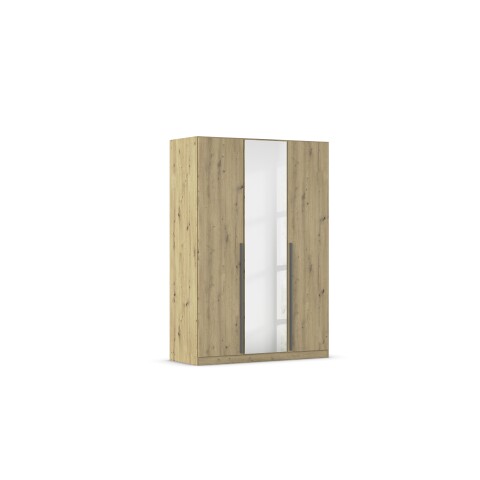Drehtürenschrank >Alba< in Eiche Artisan Dekor / Spiegel - 136x197x56 (BxHxT)
