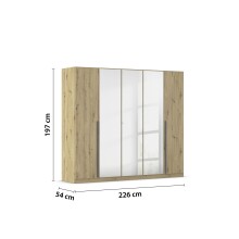Drehtürenschrank >Alba< in Eiche Artisan Dekor / Spiegel - 226x197x54 (BxHxT)