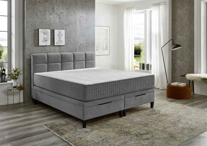 Boxspringbett >TraumZeit< inkl. wendbare 7 Zonen TTFK Matratze & Topper - 180x200 cm anthrazit