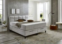 Boxspringbett >TraumZeit< inkl. wendbare 7 Zonen TTFK Matratze & Topper - 180x200 cm hellgrau