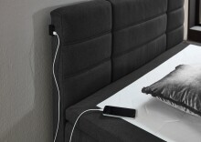 Boxspringbett >Young< inkl. Topper, USB und LED-Beleuchtung anthrazit - 140x200 cm