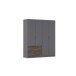 Drehtürenschrank >Koda< in grau metallic / Atlantic Oak dunkel, Holzwerkstoff
