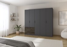 Drehtürenschrank >Koda< in grau metallic /...