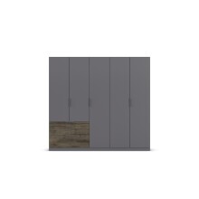 Drehtürenschrank >Koda< in grau metallic / Atlantic Oak dunkel, Holzwerkstoff