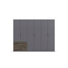 Drehtürenschrank >Koda< in grau metallic / Atlantic Oak dunkel, Holzwerkstoff