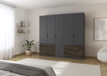 Drehtürenschrank >Koda< in grau metallic /...