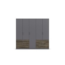 Drehtürenschrank >Koda< in grau metallic / Atlantic Oak dunkel, Holzwerkstoff