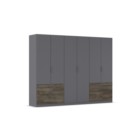 Drehtürenschrank >Koda< in grau metallic / Atlantic Oak dunkel, Holzwerkstoff