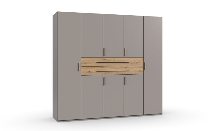Drehtürenschrank >DIGIT< in SAHARAGRAU / EICHE DEKOR - 225x208x58cm (BxHxT)