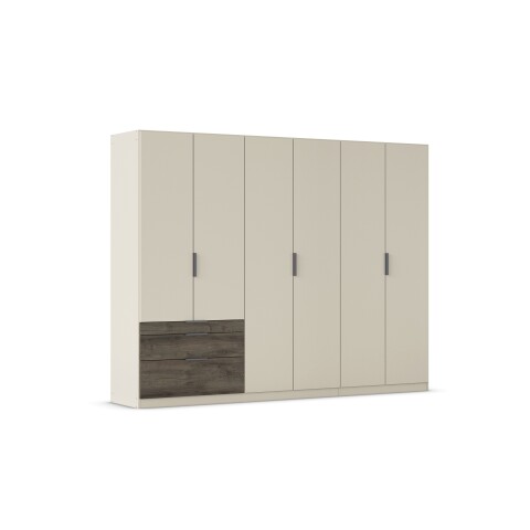 Drehtürenschrank >Koda< in champagner / Atlantic Oak dunkel - 271x210x54 (BxHxT)