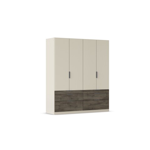 Drehtürenschrank >Koda< in champagner / Atlantic Oak dunkel - 181x210x54 (BxHxT)